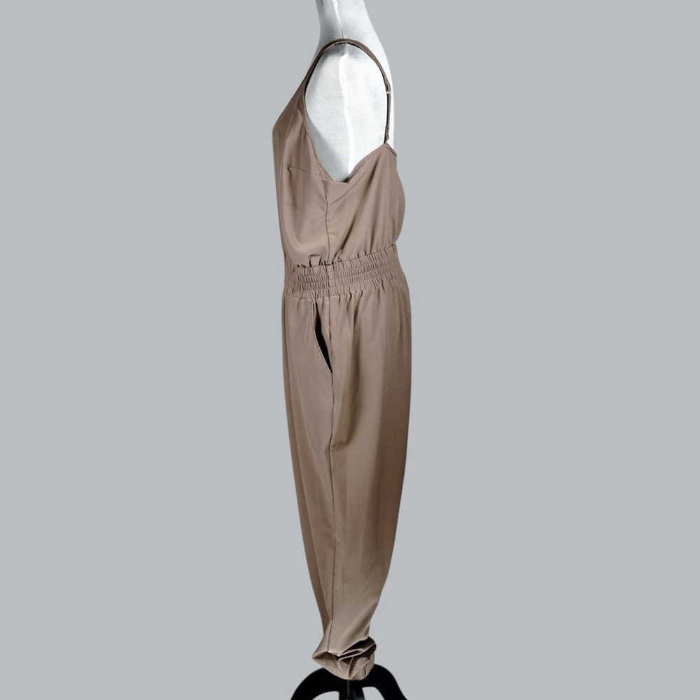Abercrombie & Fitch Taupe Brown Utility Jumpsuit Elastic Waist Jogger Cuffs - Picture 5 of 14